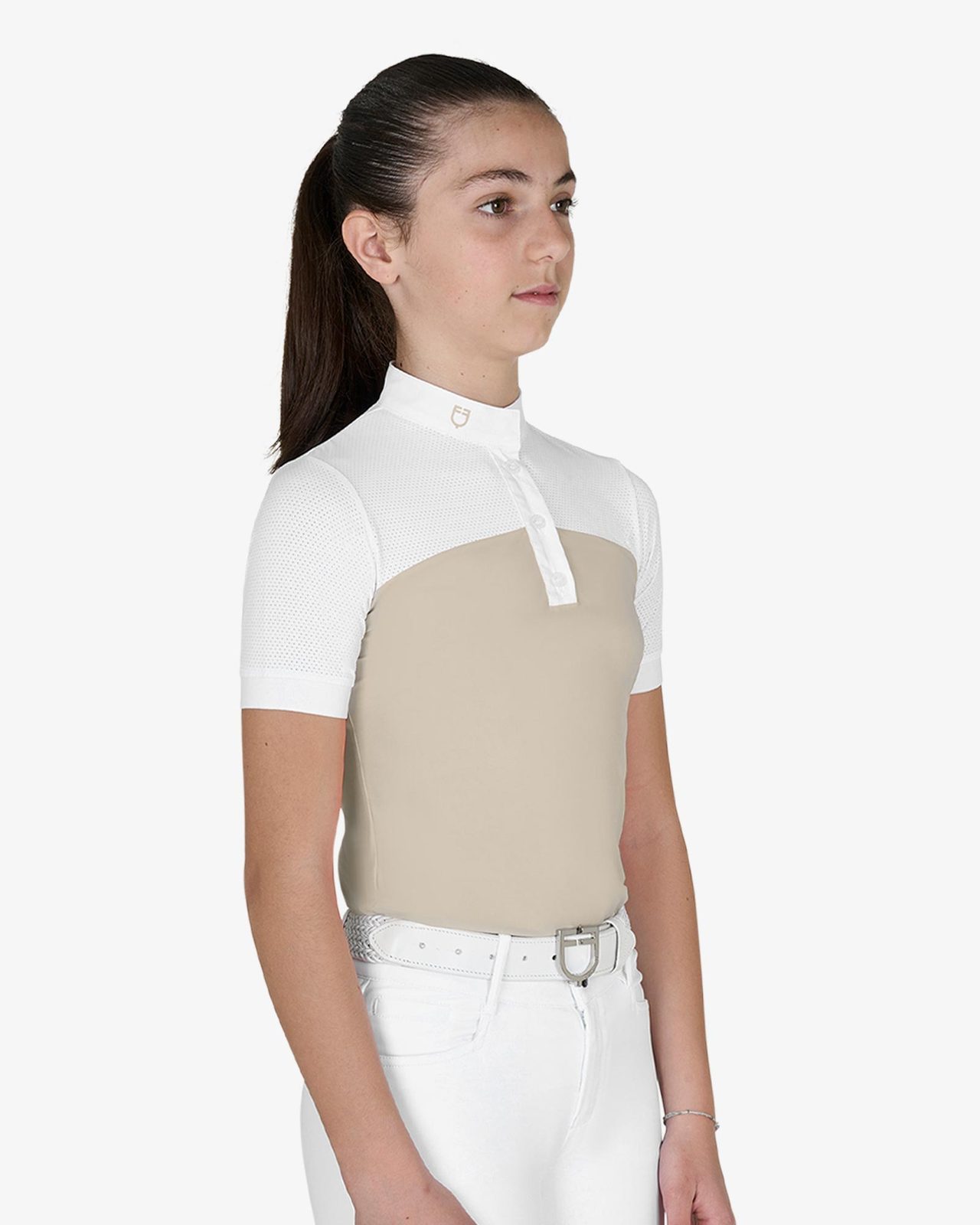 Polo bambina da concorso slim fit tessuto traforato
