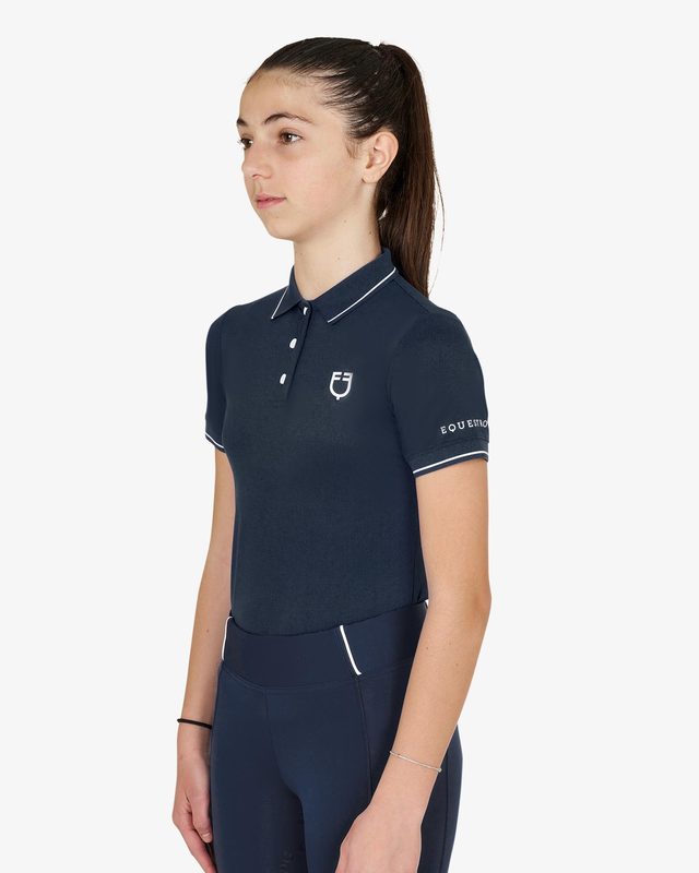 Polo bambini slim fit in tessuto tecnico antibatterico