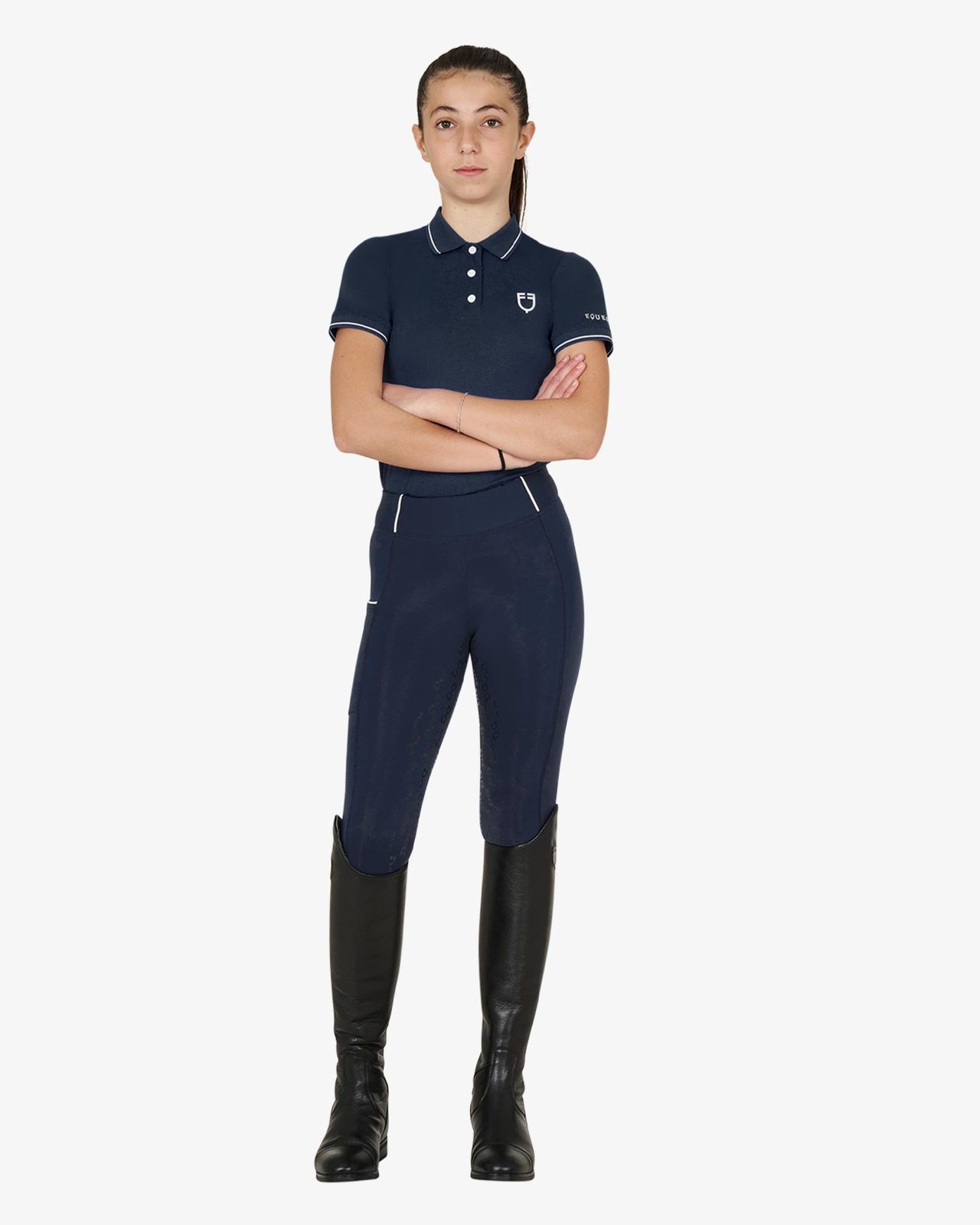 Kids' slim fit polo shirt in antibacterial technical fabric