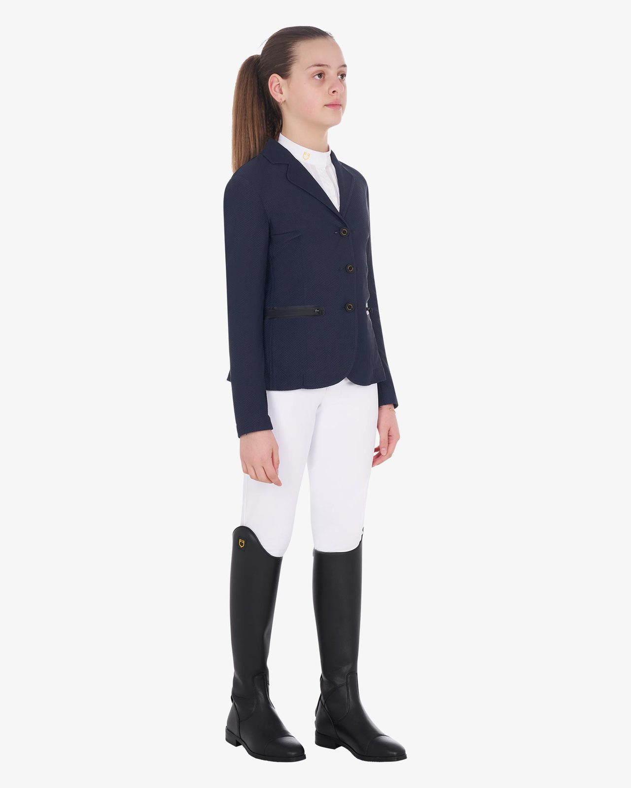 Girls' three-button competition jacket perforated fabric