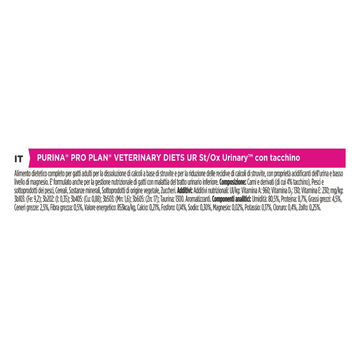 PPVD UR - URINARY MULTIPACK St/Ox Tacchino 10x85g