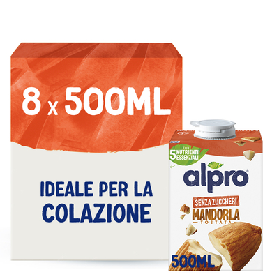 ALPRO SENZA ZUCCHERI, Bevanda Vegetale alla Mandorla 8x500ml