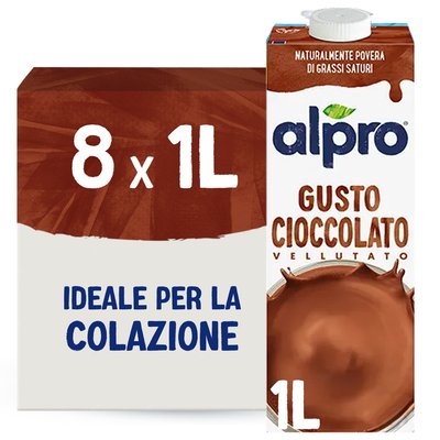 ALPRO CIOCCO Bevanda Vegetale alla Soia Gusto Cioccolato 8x1L
