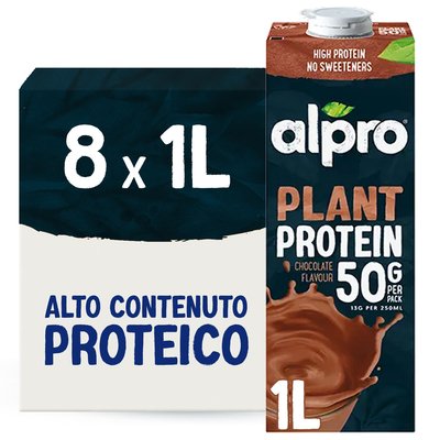 ALPRO PROTEIN 50g Bevanda Vegetale Proteica alla Soia Gusto Cioccolato 8x1l