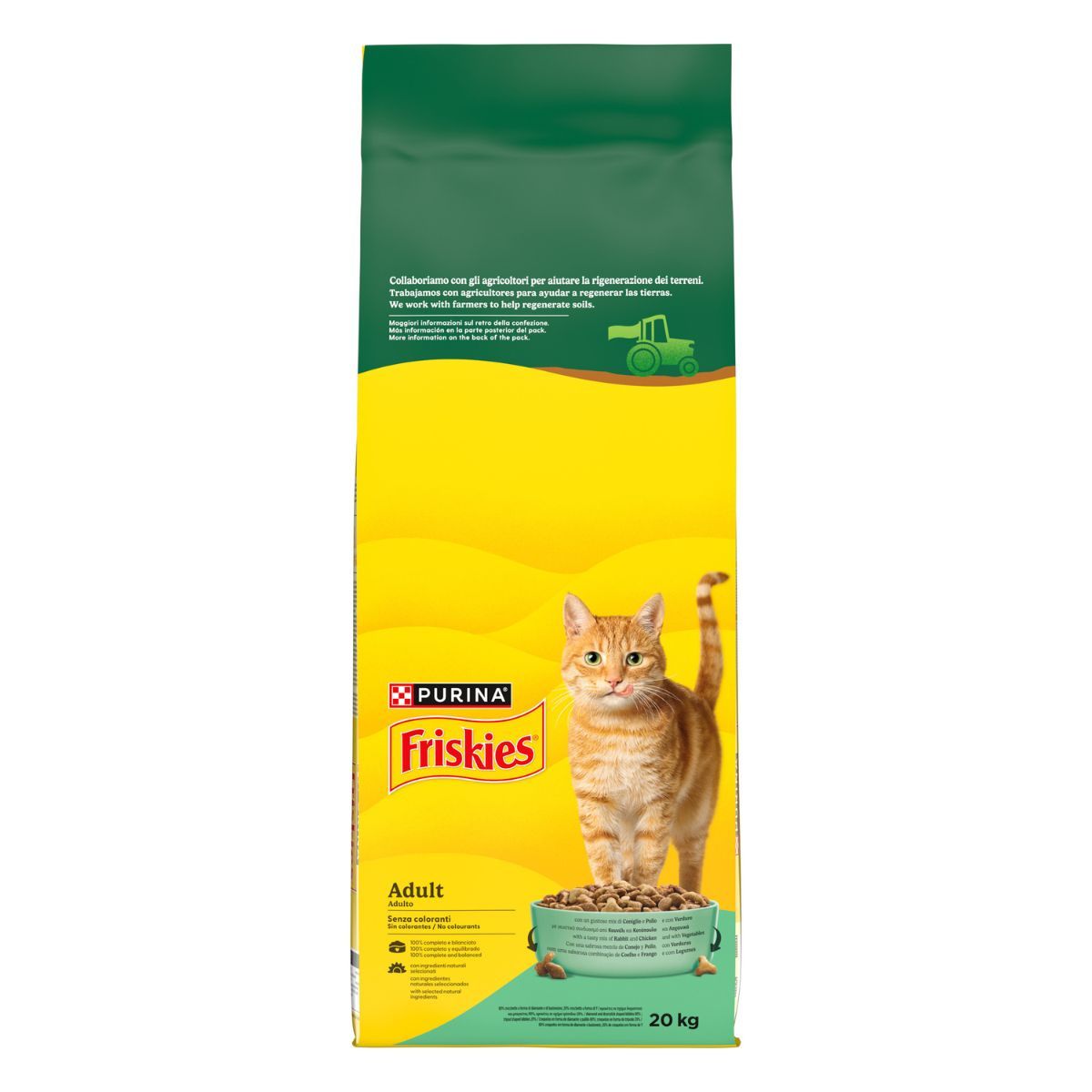 PURINA FRISKIES® Adult con un gustoso mix di Coniglio e Pollo e con Verdure