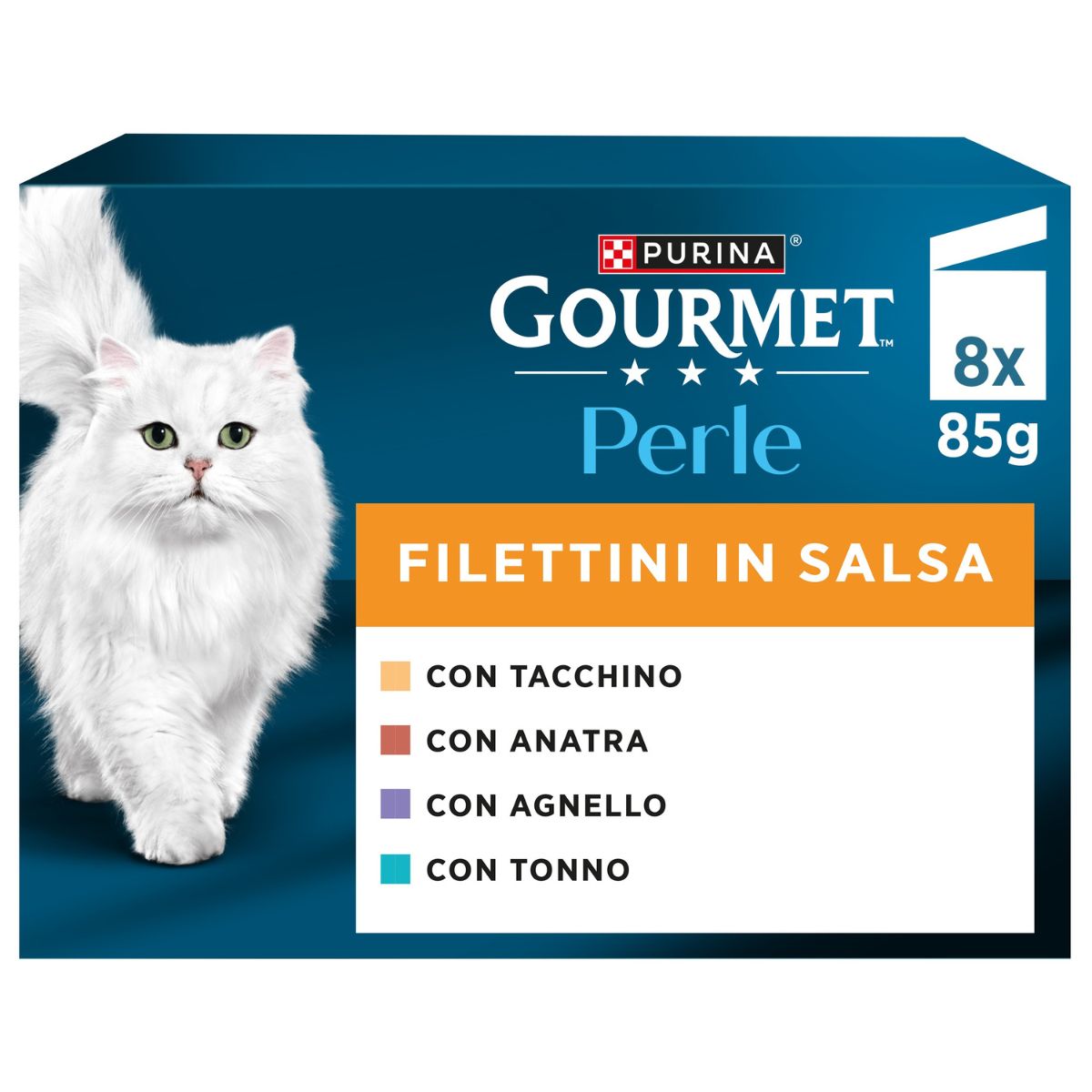 GOURMET PERLE 8x85g Filettini in Salsa   (Tacchino / Tonno / Anatra / Agnello)