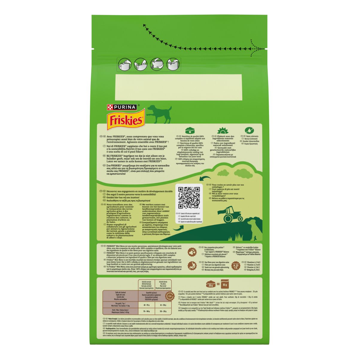 PURINA FRISKIES® Mini Menu crocchette per cani di piccola taglia con pollo e verdure in confezione da 1,5kg