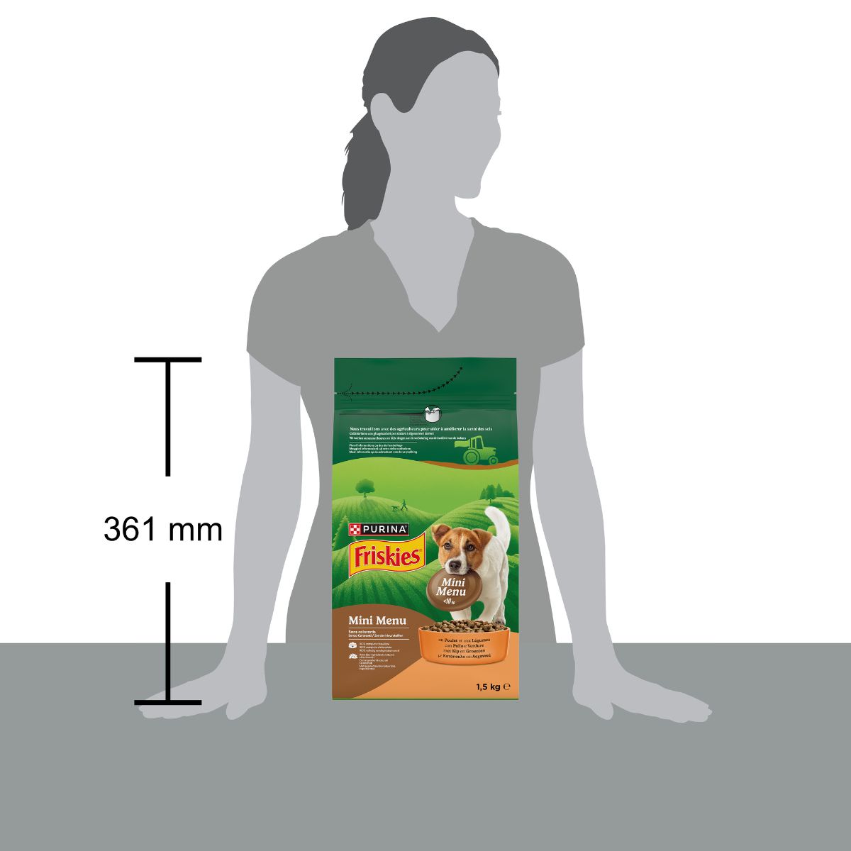 PURINA FRISKIES® Mini Menu crocchette per cani di piccola taglia con pollo e verdure in confezione da 1,5kg