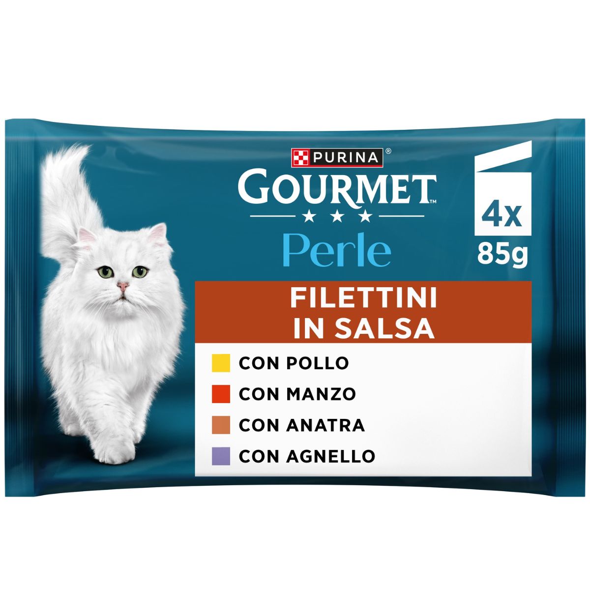 GOURMET PERLE 4x85g Filettini in Salsa (Manzo, Pollo, Agnello, Anatra)