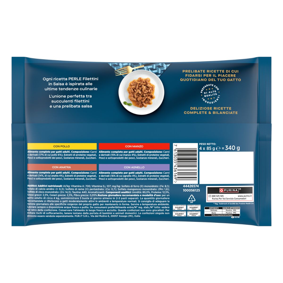 GOURMET PERLE 4x85g Filettini in Salsa (Manzo, Pollo, Agnello, Anatra)