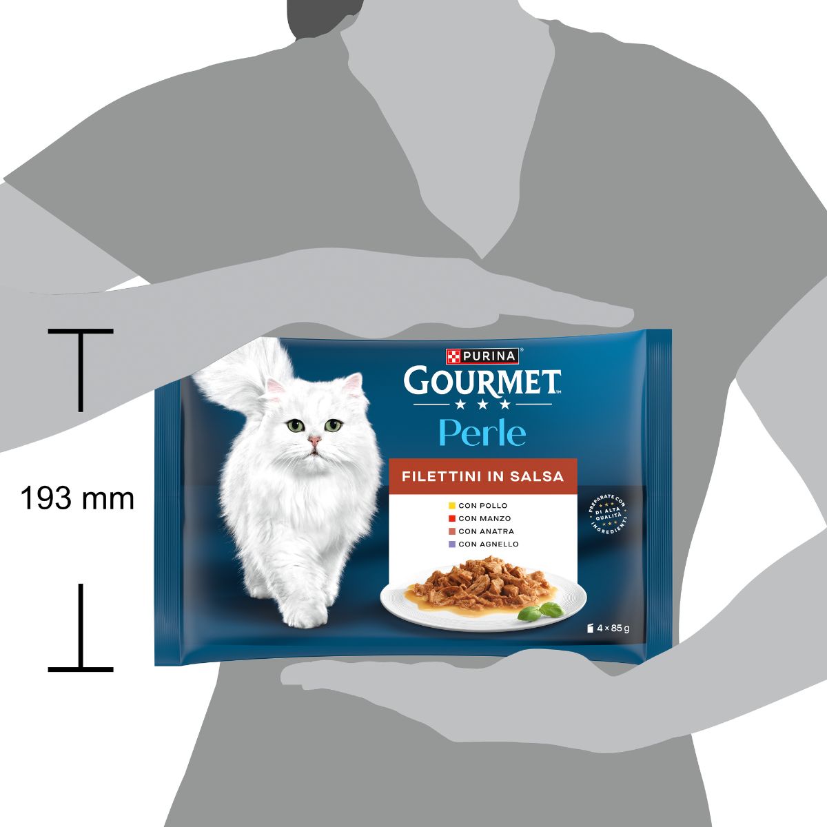 GOURMET PERLE 4x85g Filettini in Salsa (Manzo, Pollo, Agnello, Anatra)