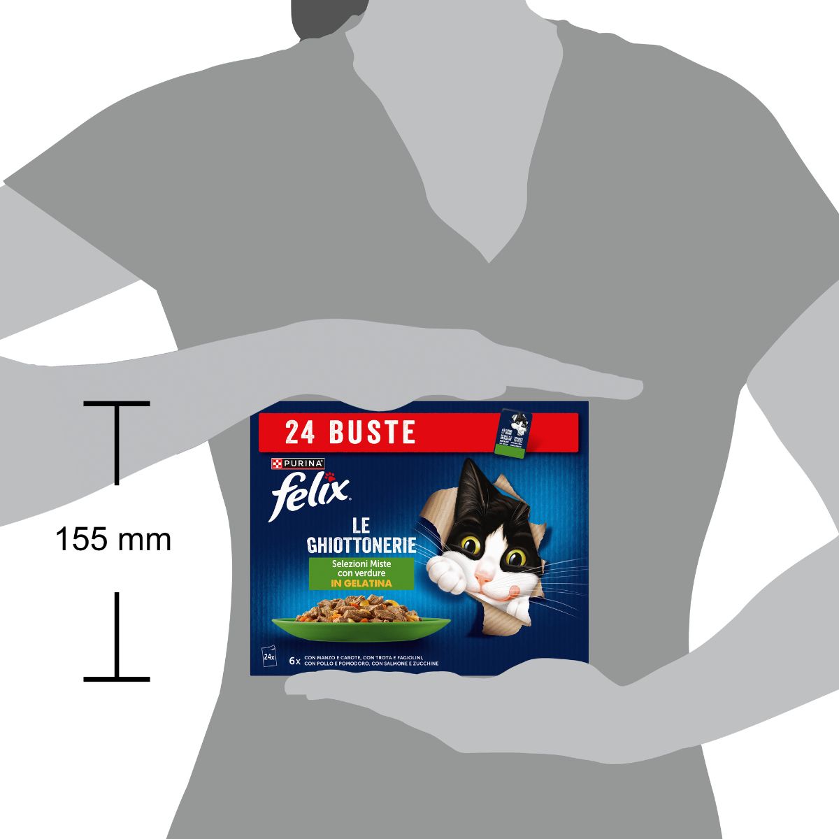 Felix Ghiottonerie 24x85g Selezioni Miste con Verdure - ManzoCarote/TrotaFagiolini/PolloPomodoro/SalmoneZucchine