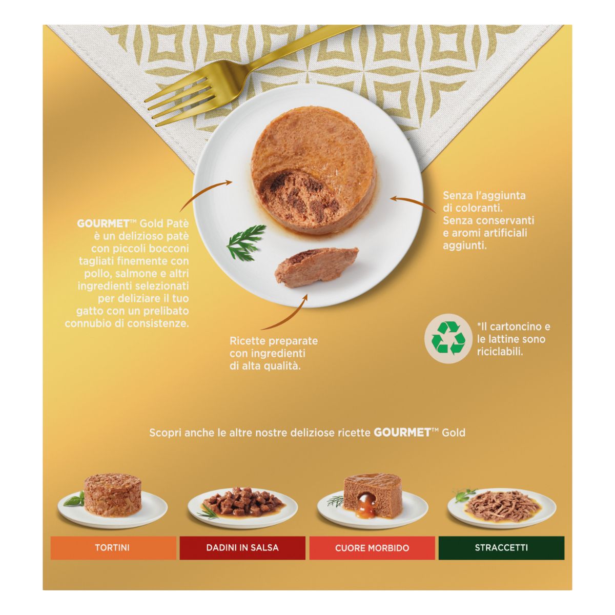 GOURMET GOLD 8x85g Patè (Pollo, Salmone, Coniglio, Agnello & Anatra)