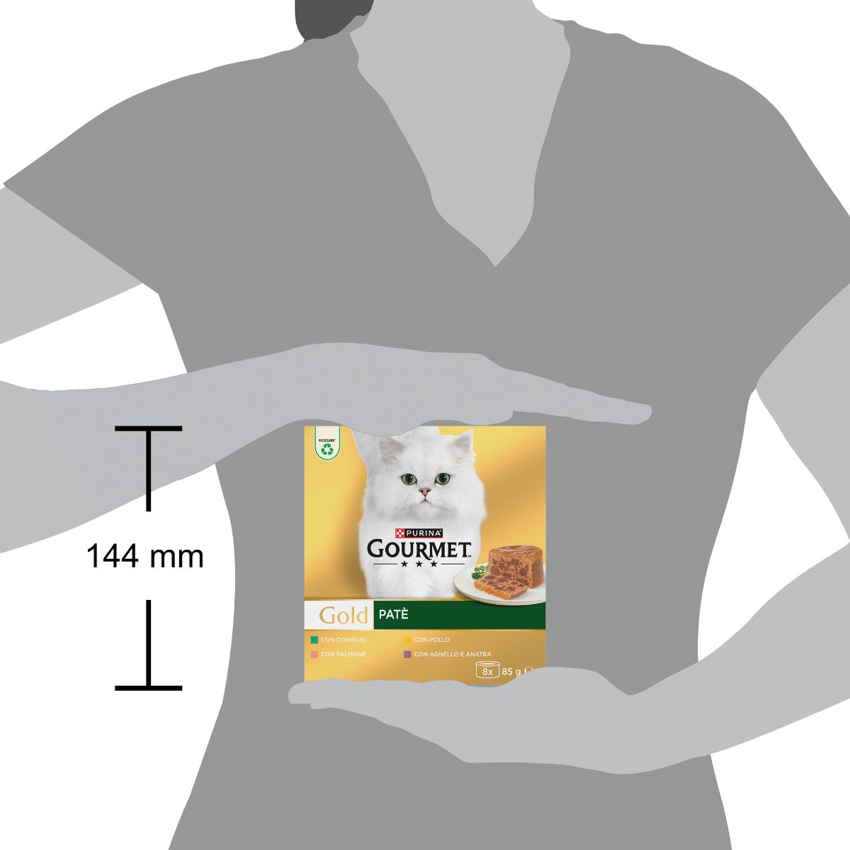 GOURMET GOLD 8x85g Patè (Pollo, Salmone, Coniglio, Agnello & Anatra)