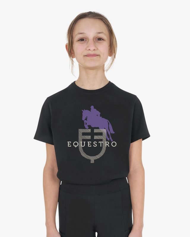 T-shirt bambini unisex Horse Jump Glossy in cotone