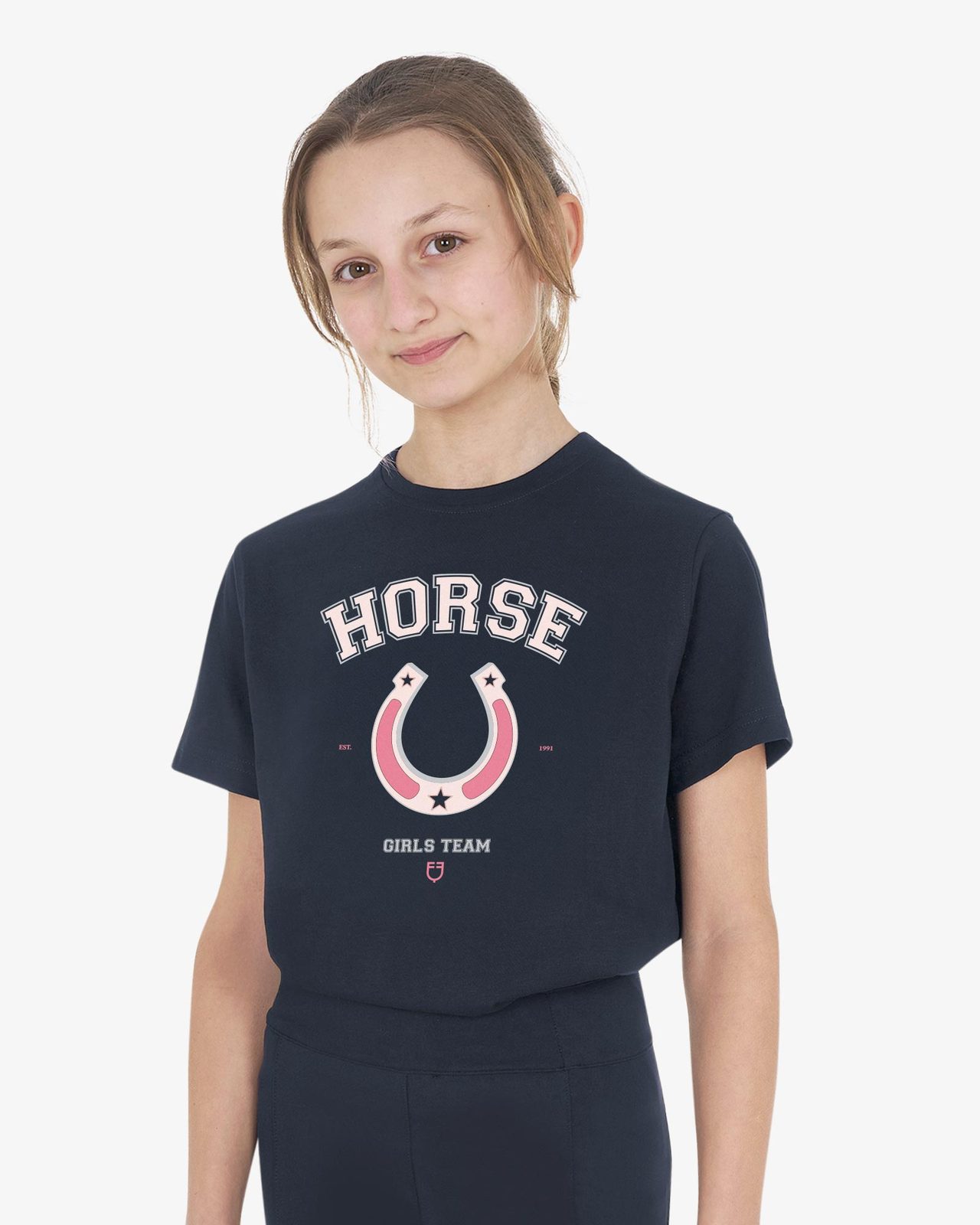 T-shirt bambina Horse Team in cotone