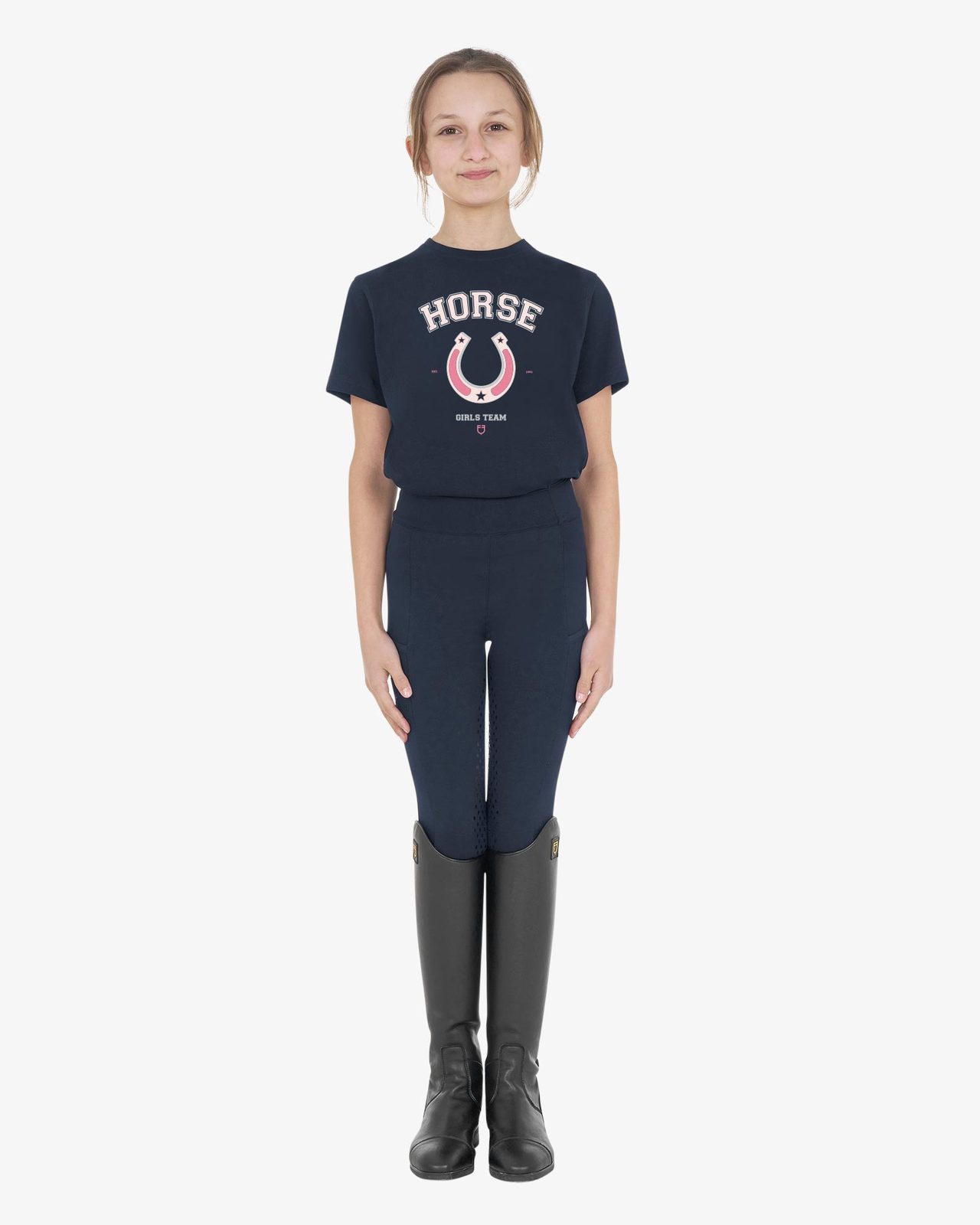T-shirt bambina Horse Team in cotone
