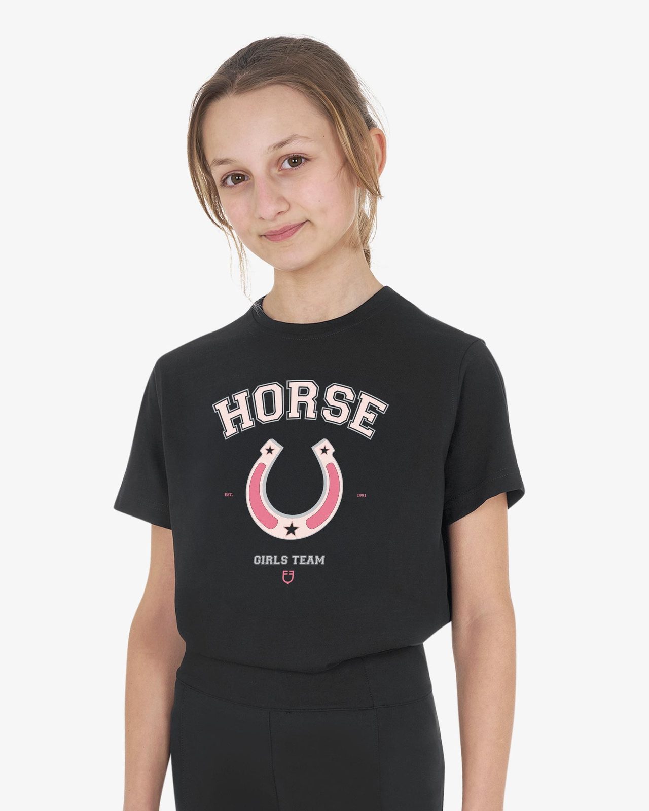 T-shirt bambina Horse Team in cotone