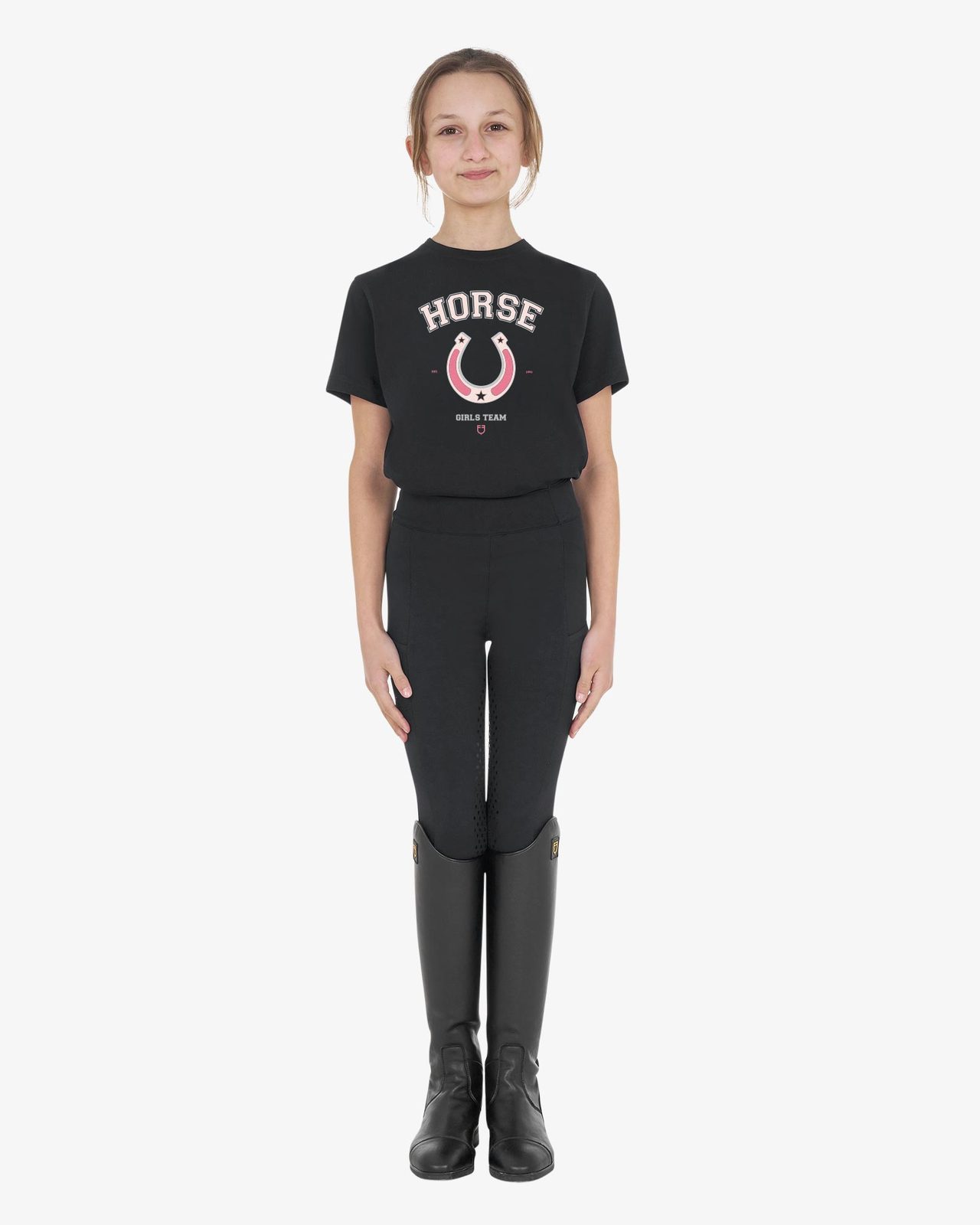 T-shirt bambina Horse Team in cotone