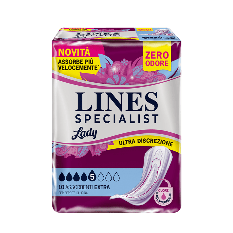 Acquista online Lines Specialist ExtraUltra Mini | Linea prodotto Leggere e Medie per donna. Lines Specialist, prodotti per perdite di urina Assorbenti Femminili Lady Extra