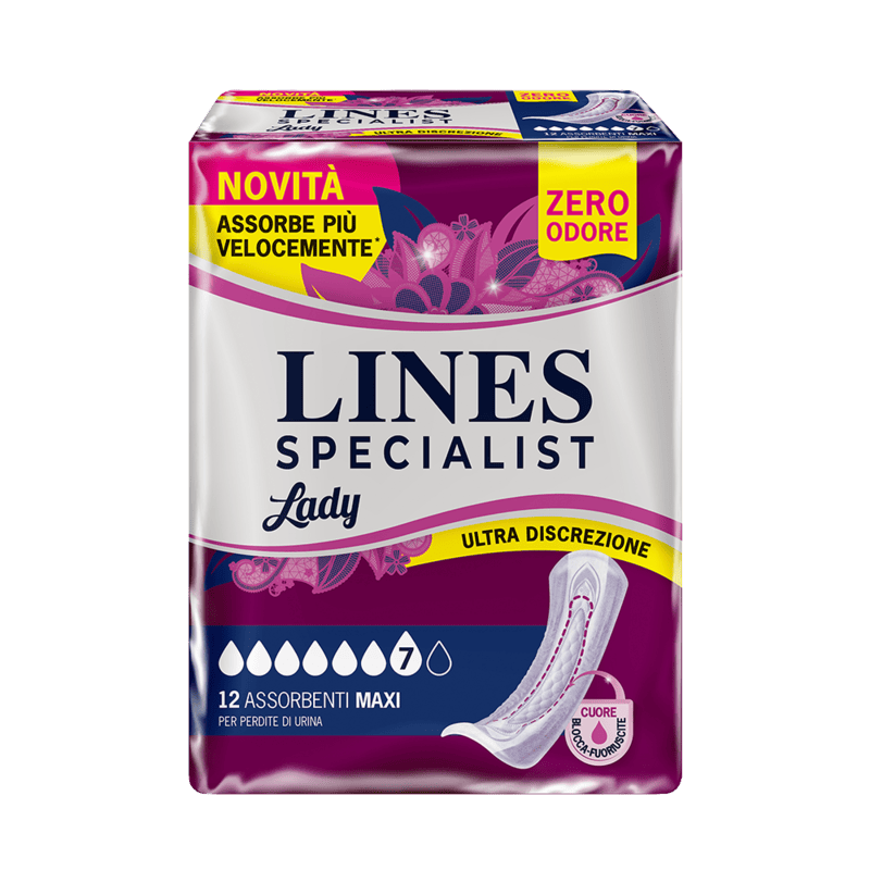 Acquista online Lines Specialist MaxiUltra Mini | Linea prodotto Medie e Alte per donna. Lines Specialist, prodotti per perdite di urina Assorbenti Femminili Lady Maxi