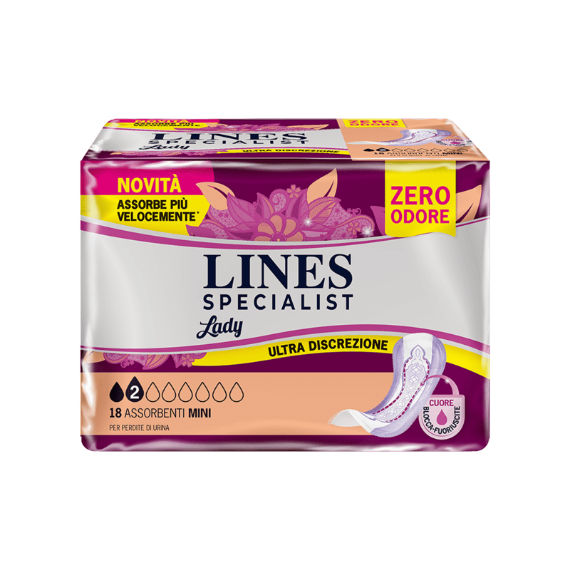 Acquista online Lines Specialist MiniUltra Mini | Linea prodotto Leggere e Medie per donna. Lines Specialist, prodotti per perdite di urina Assorbenti Femminili Lady Mini