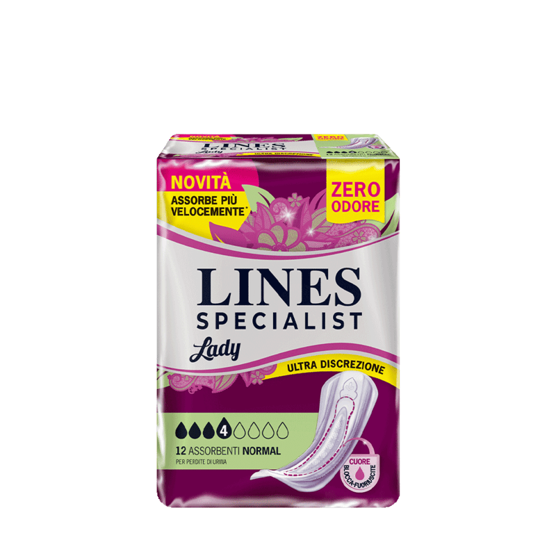 Acquista online Lines Specialist NormalUltra Mini | Linea prodotto Leggere e Medie per donna. Lines Specialist, prodotti per perdite di urina Assorbenti Femminili Lady Normal