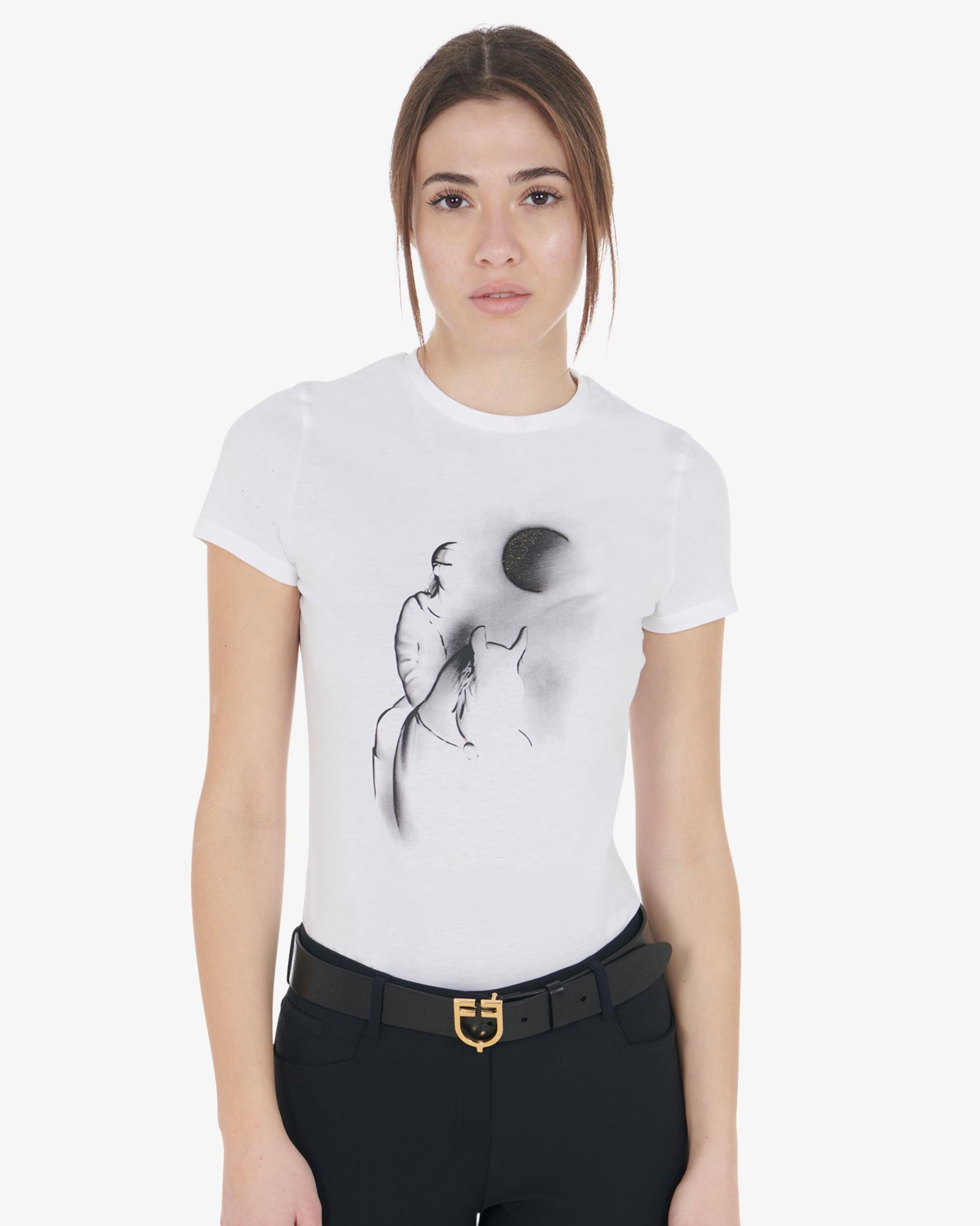Women's slim fit T-shirt moonlight print