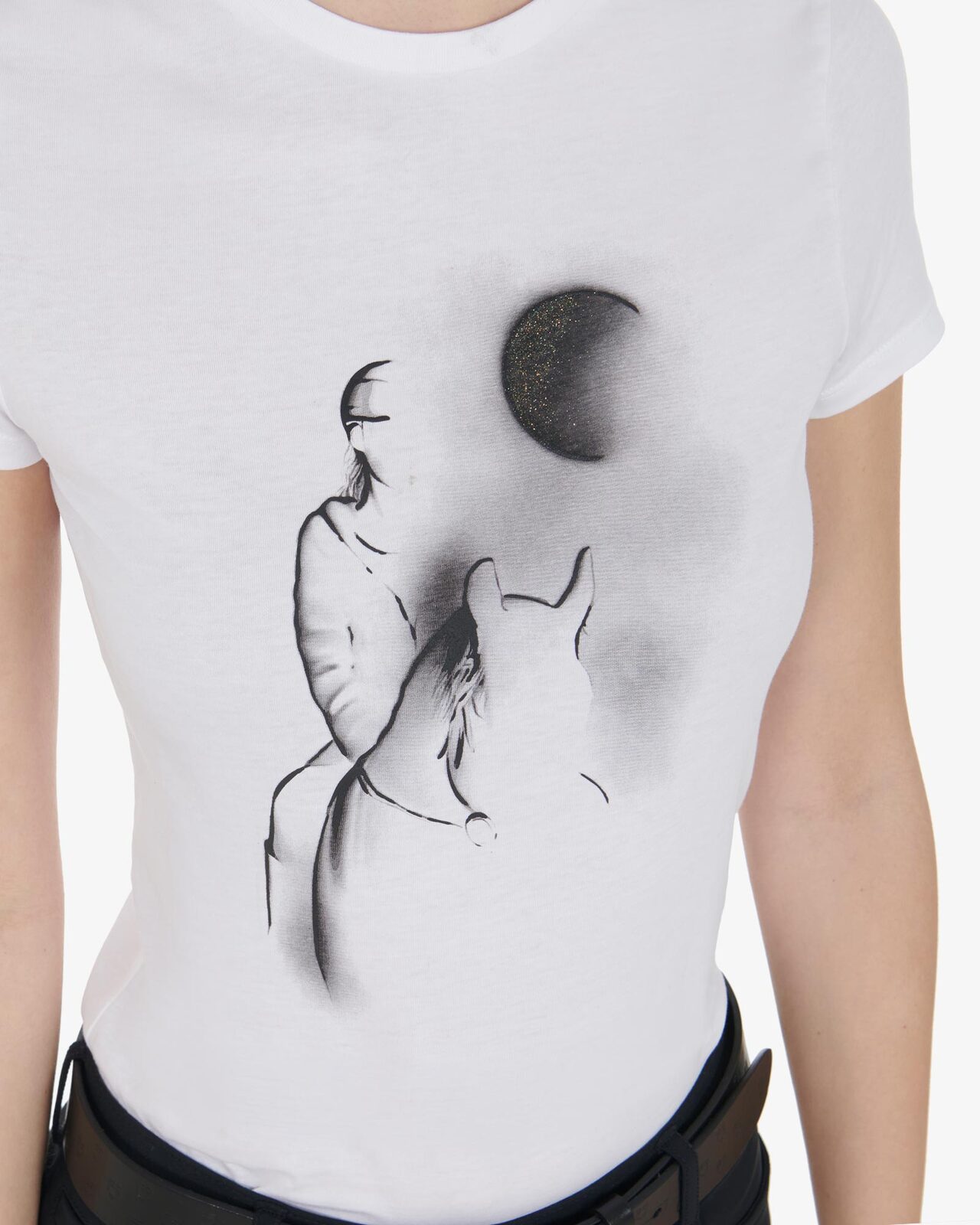 Women's slim fit T-shirt moonlight print