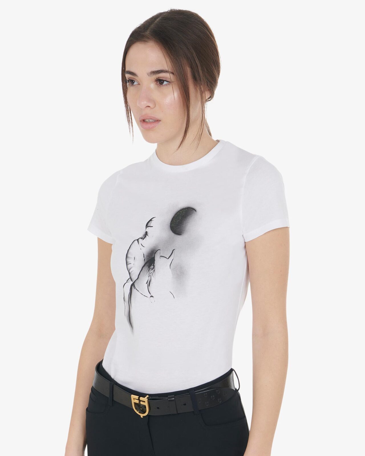 Women's slim fit T-shirt moonlight print