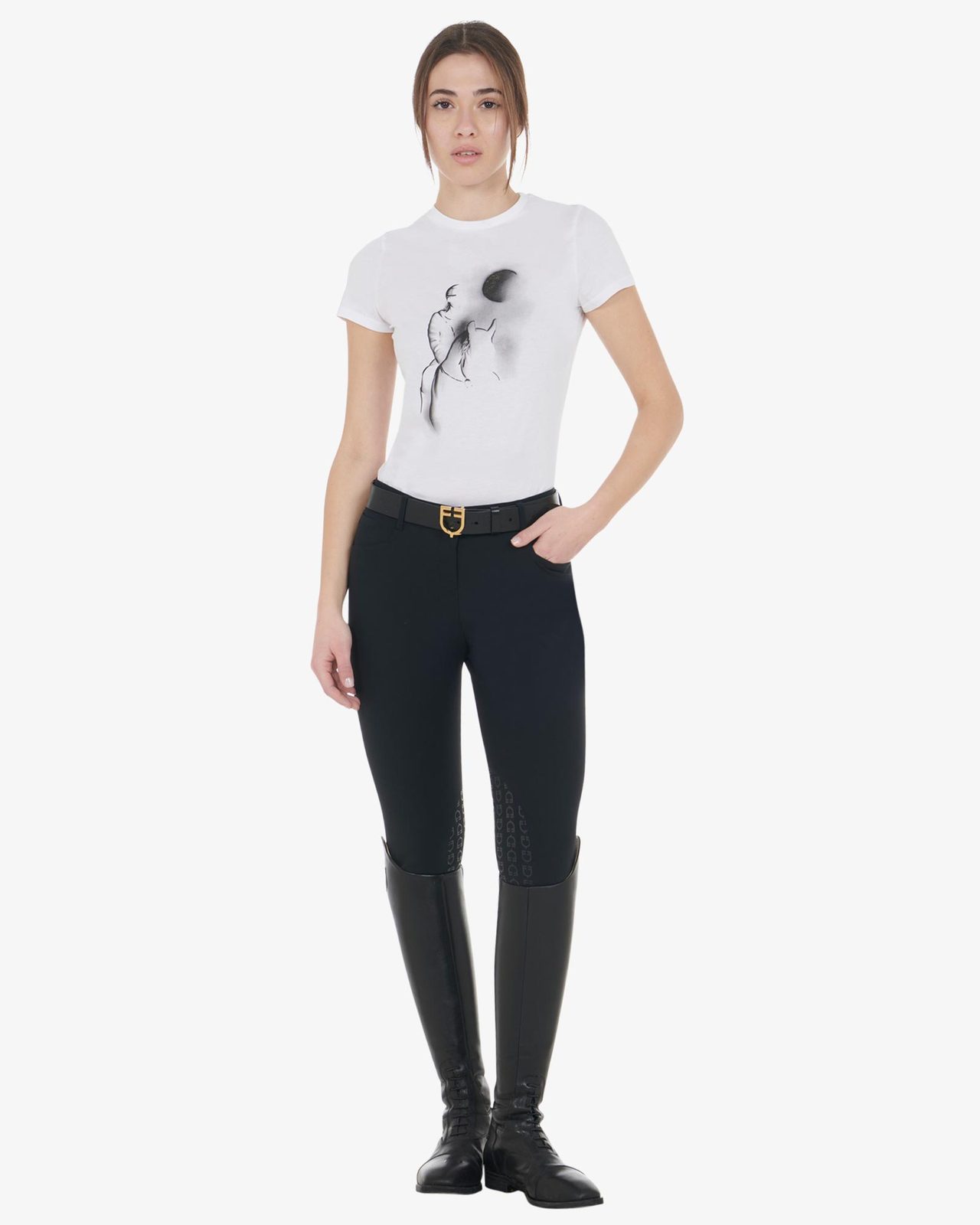 Women's slim fit T-shirt moonlight print