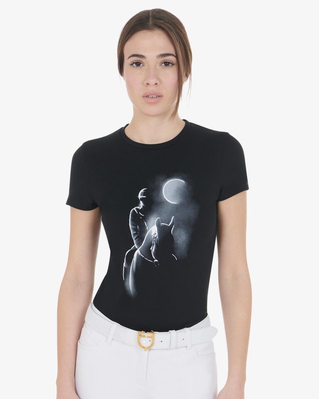 Women's slim fit T-shirt moonlight print