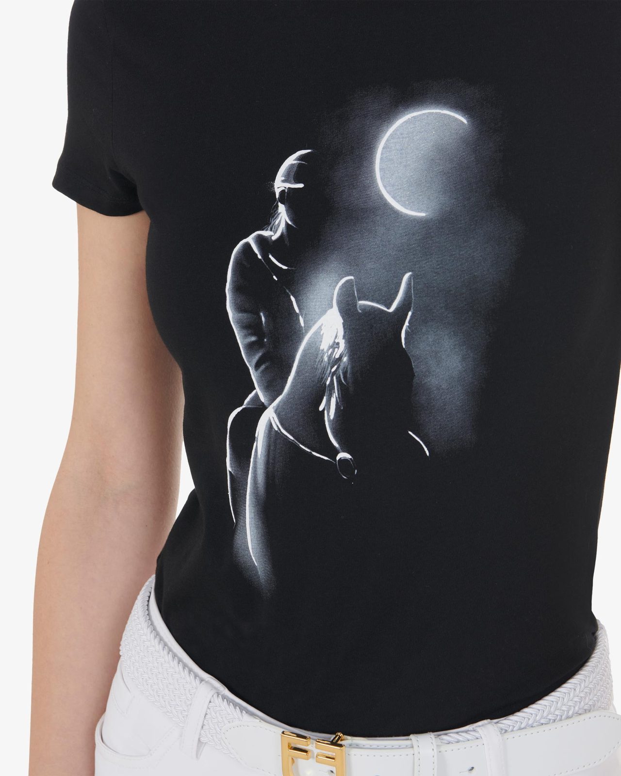 Women's slim fit T-shirt moonlight print