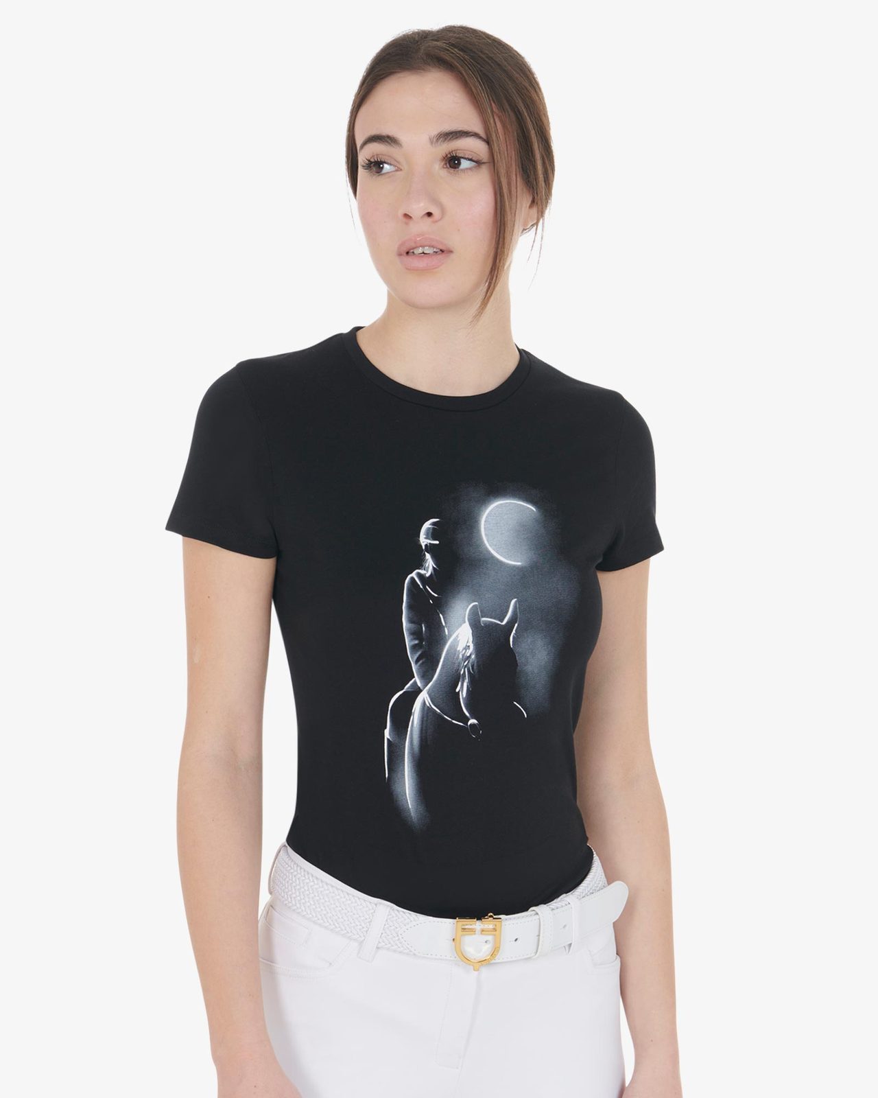 Women's slim fit T-shirt moonlight print