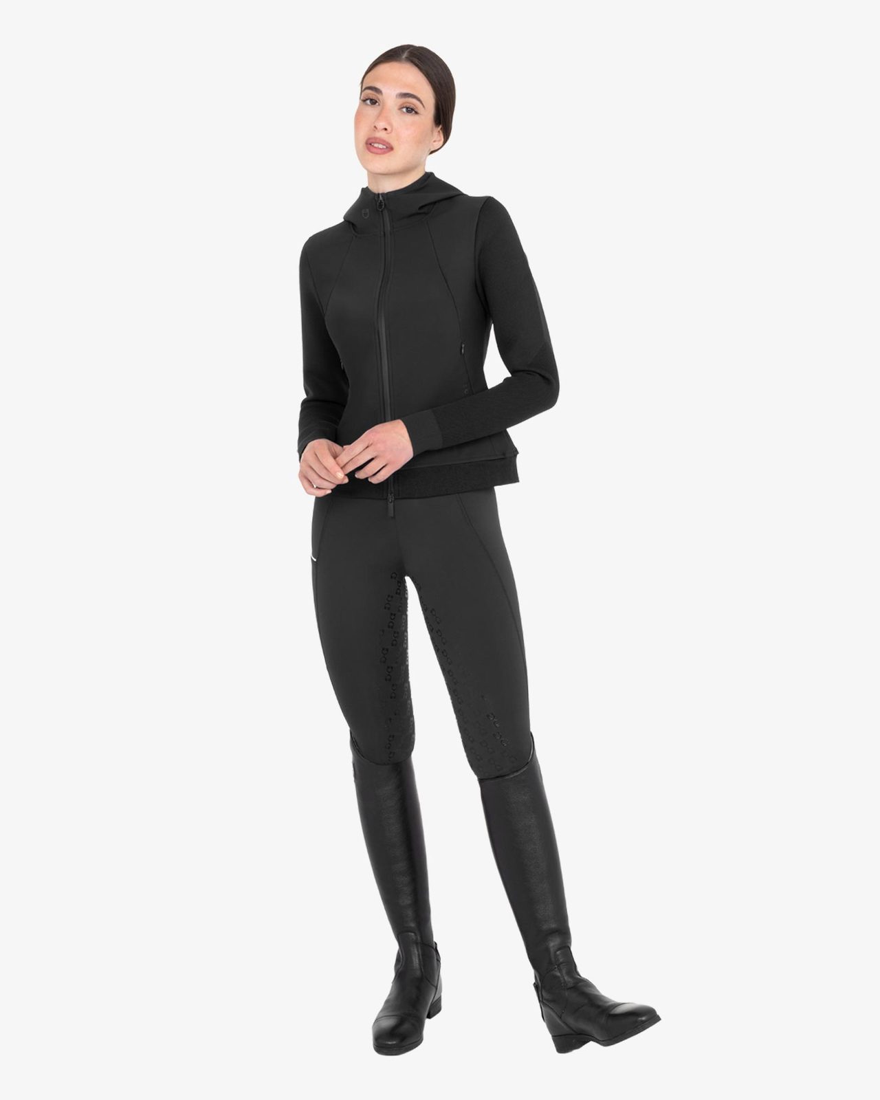 Felpa tecnica donna con cappuccio e inserti micro mesh