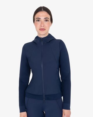 Felpa tecnica donna con cappuccio e inserti micro mesh