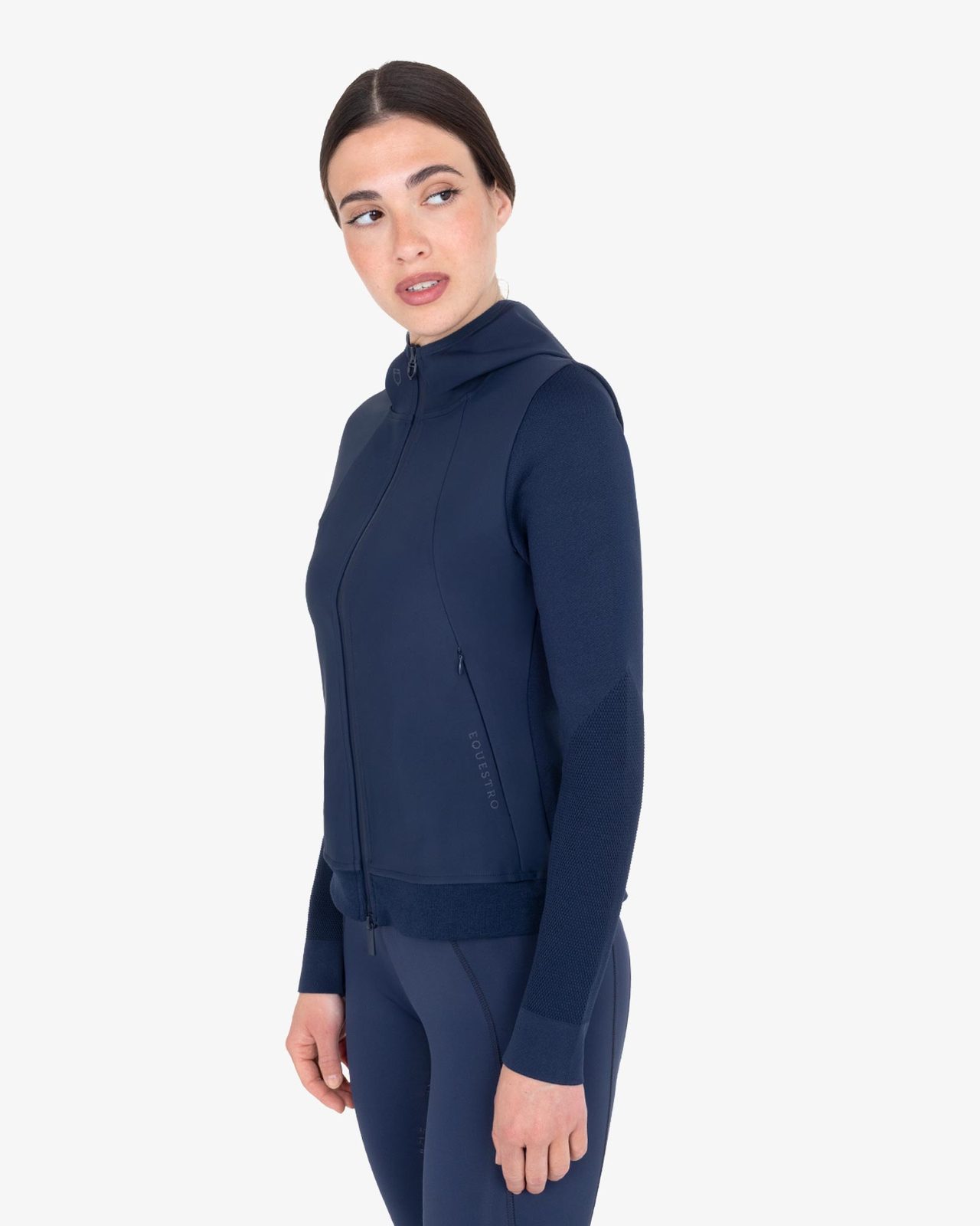 Felpa tecnica donna con cappuccio e inserti micro mesh