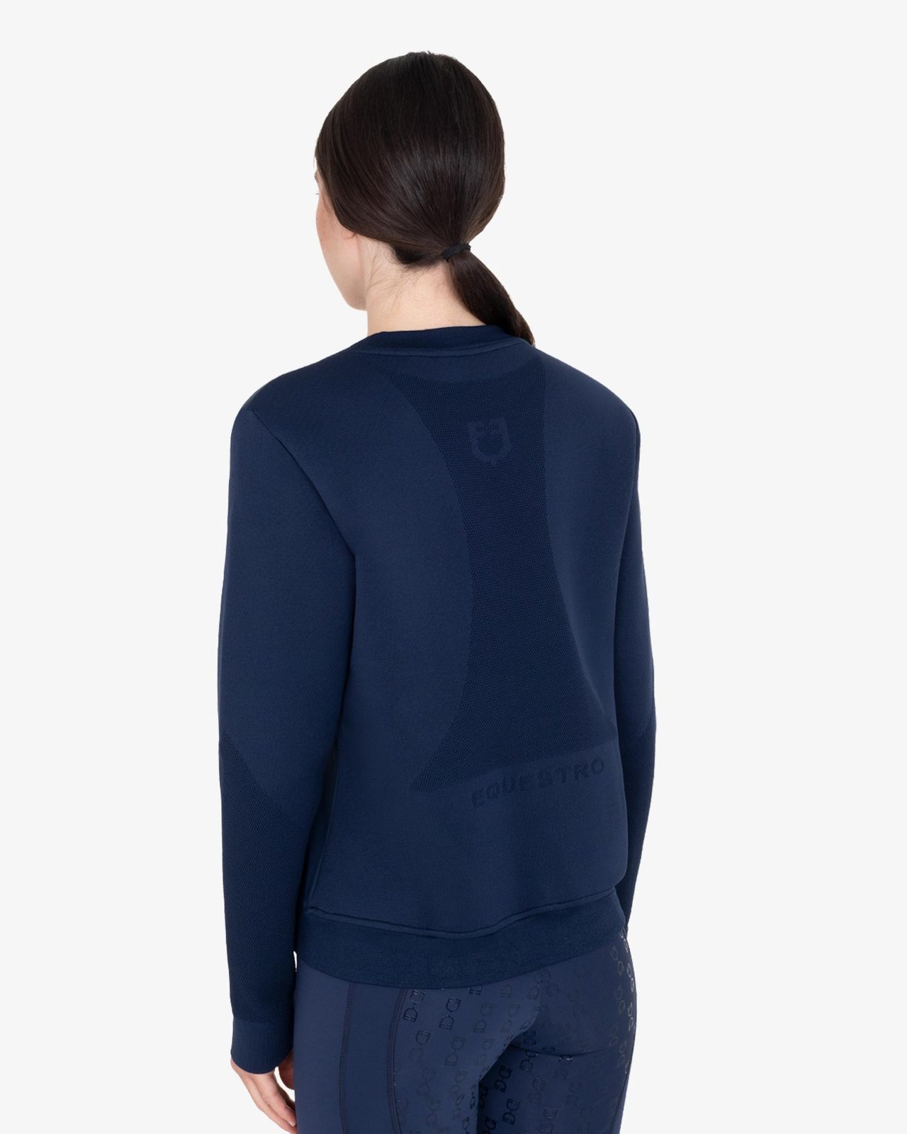 Women's technical crewneck sweatshirt with micro-mesh inserts