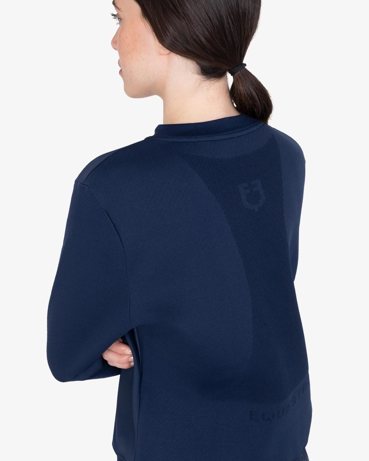 Women's technical crewneck sweatshirt with micro-mesh inserts