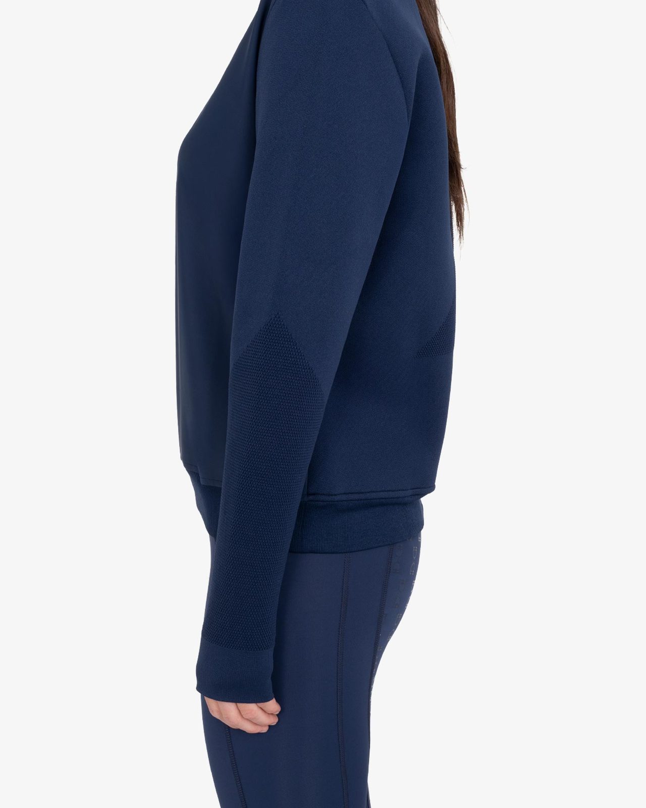 Women's technical crewneck sweatshirt with micro-mesh inserts