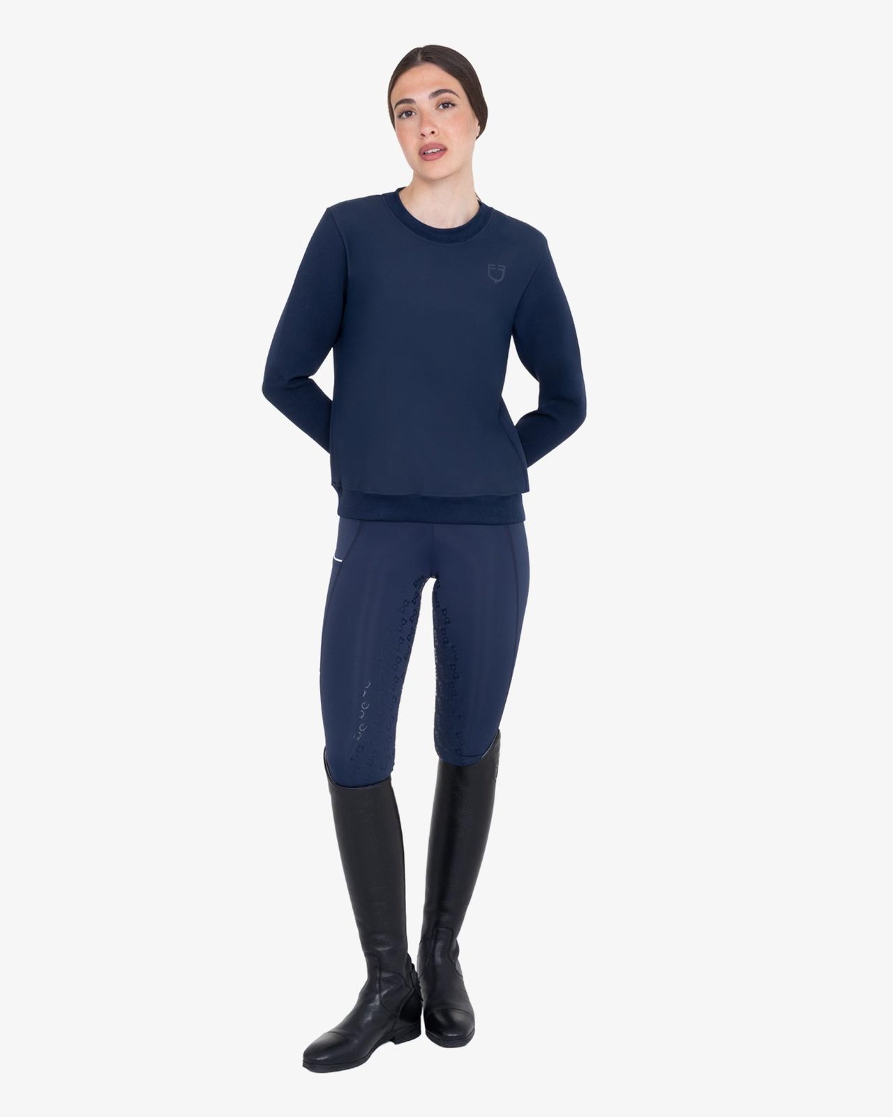 Women's technical crewneck sweatshirt with micro-mesh inserts