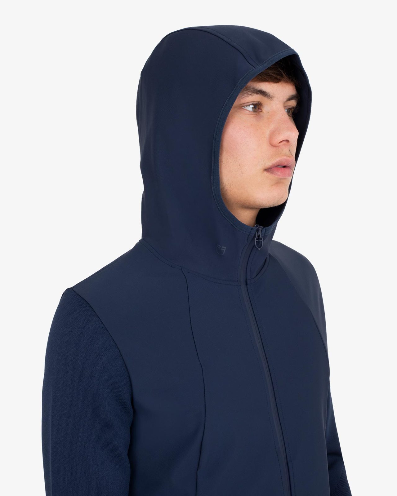 Felpa tecnica uomo con cappuccio e inserti micro mesh