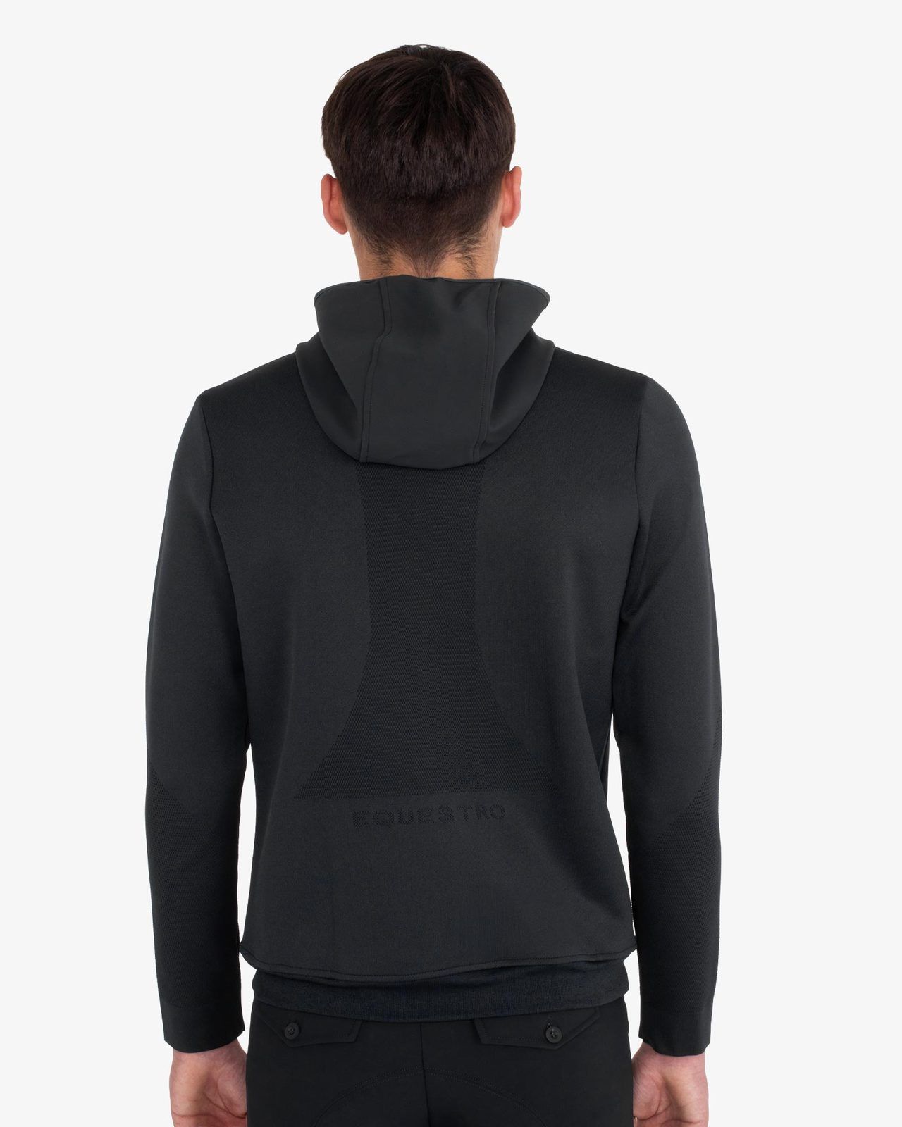 Men's technical sweatshirt with hood and micro-mesh inserts
