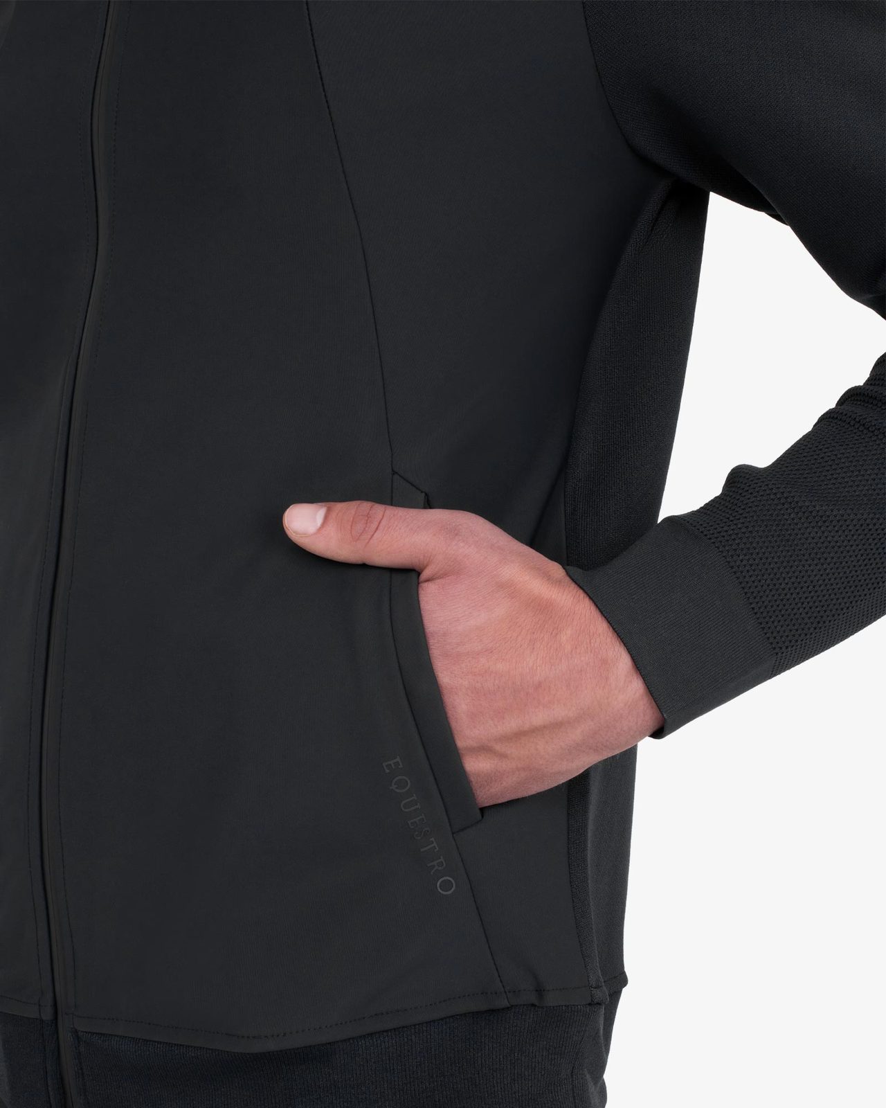 Men's technical sweatshirt with hood and micro-mesh inserts