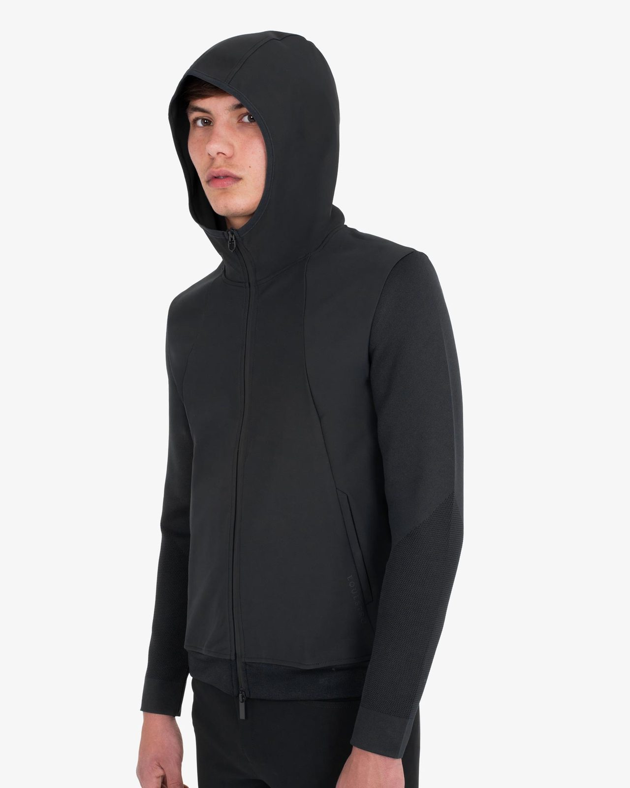 Men's technical sweatshirt with hood and micro-mesh inserts