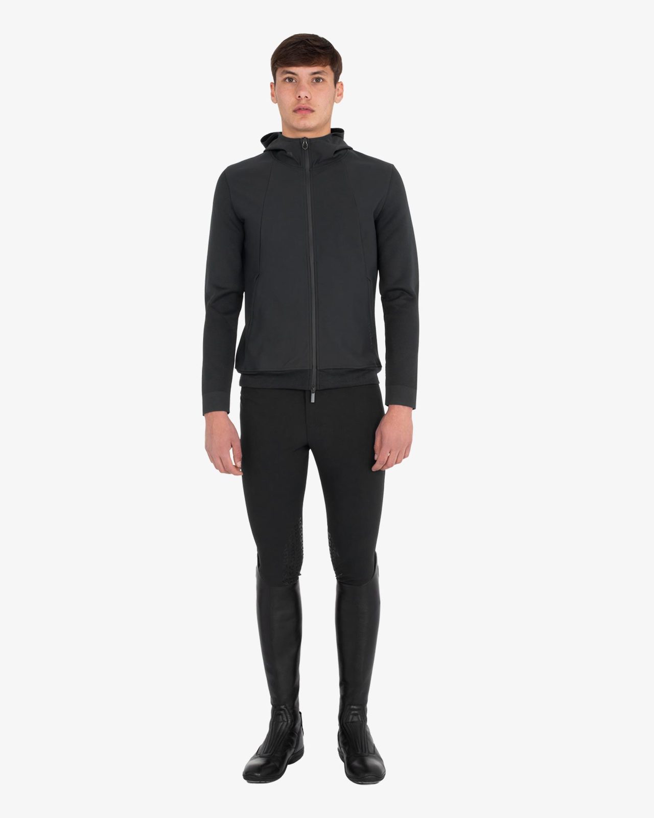 Men's technical sweatshirt with hood and micro-mesh inserts