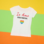 T-shirt donna bianca Io Amo senza frontiere