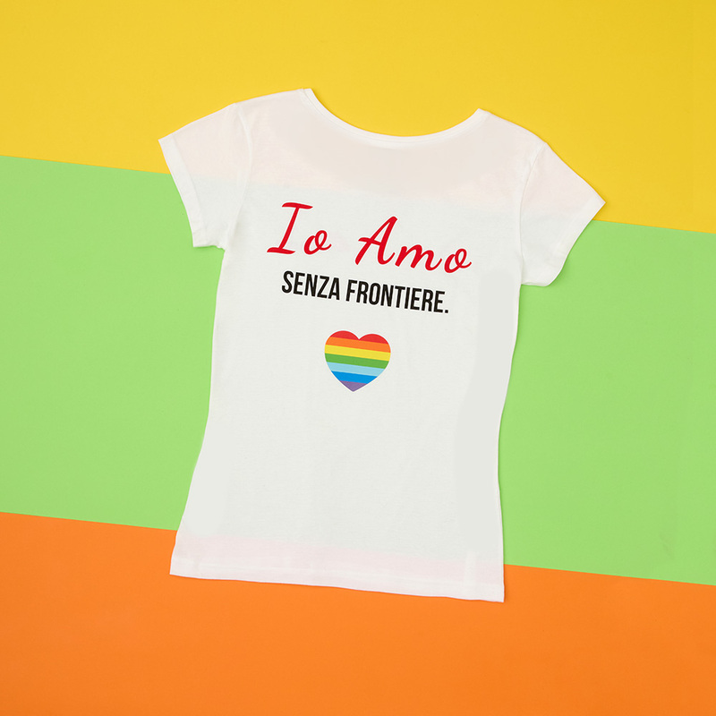 T-shirt donna bianca Io Amo senza frontiere