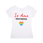 T-shirt donna bianca Io Amo senza frontiere