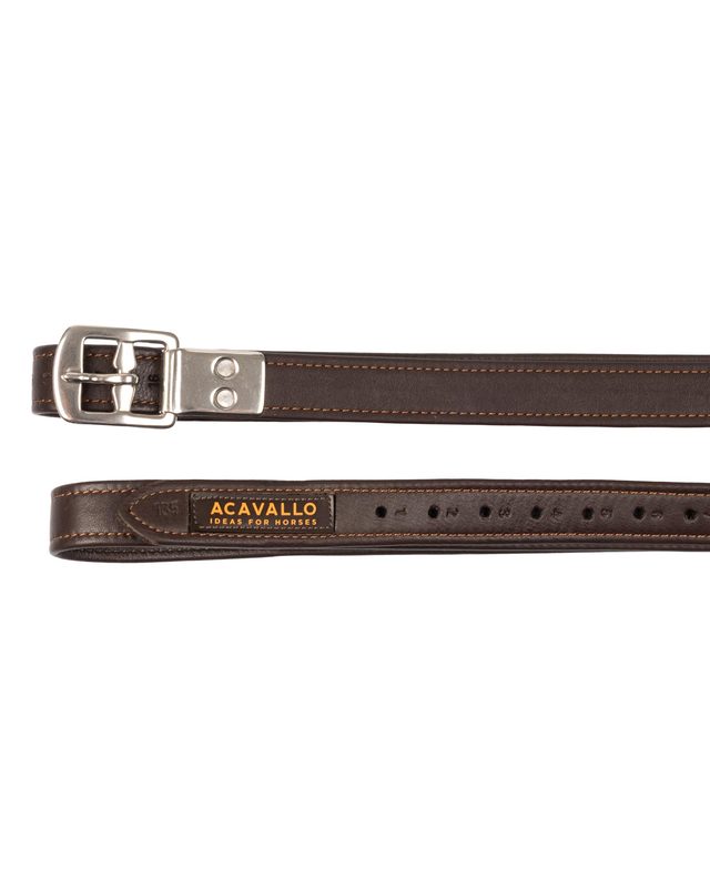 Calfskin stirrup leathers encased buckle